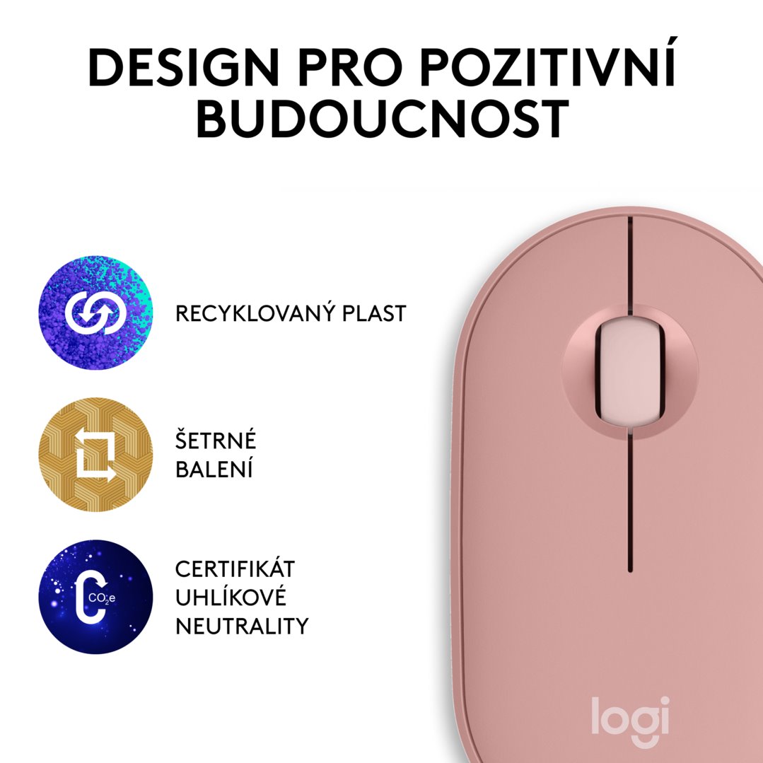 Logitech Wireless Pebble mouse 2, M350s, růžová