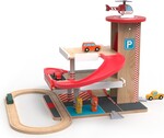2Kids Toys Drevená garáž s vláčkovou dráhou