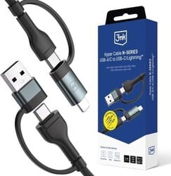 3mk Hyper Cable N-Series 2 v 1 USB-A/USB-C – USB-C/Lightning 1,2 m, čierny