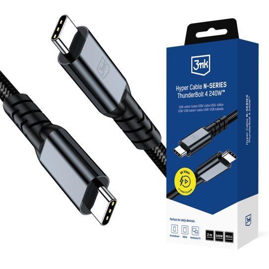 3mk Hyper Cable N-SERIES Thunderbolt 4 2 m 48 V/5 A 40 Gb/s 240 W 8K 60 Hz čierny