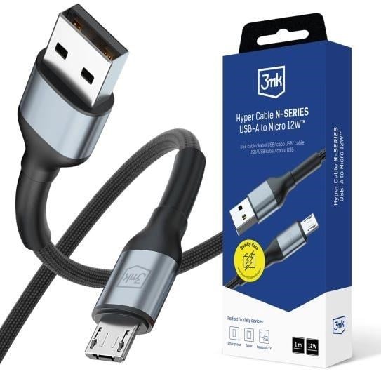 3mk Hyper Cable N-Series USB-A/Micro USB 1 m, bílá/černá