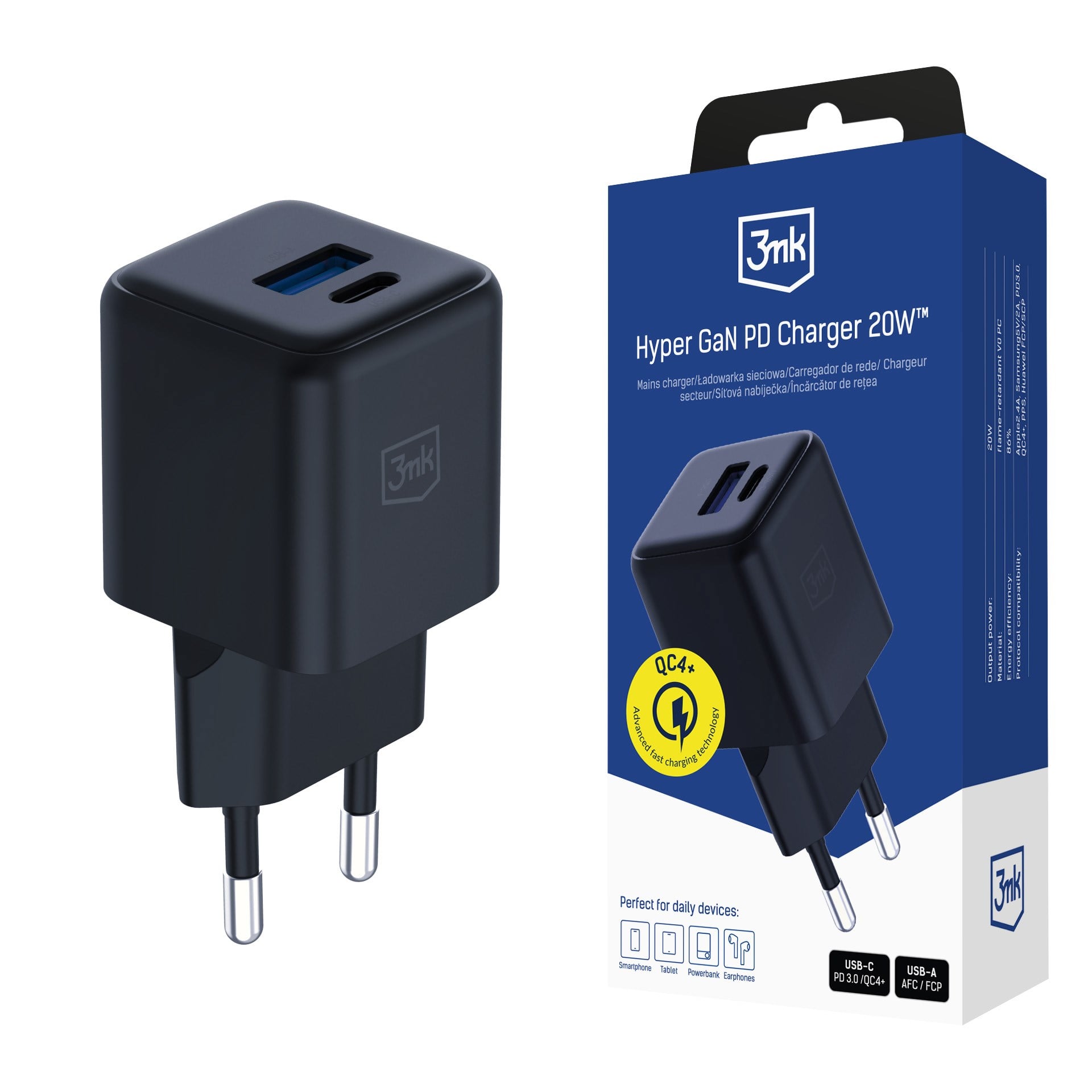 3mk Hyper GaN Charger 20W, černá
