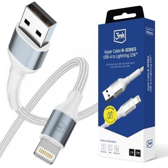3mk kabel Hyper Cable N-SERIES A to Lightning 2m 5V/2.4A 12W White