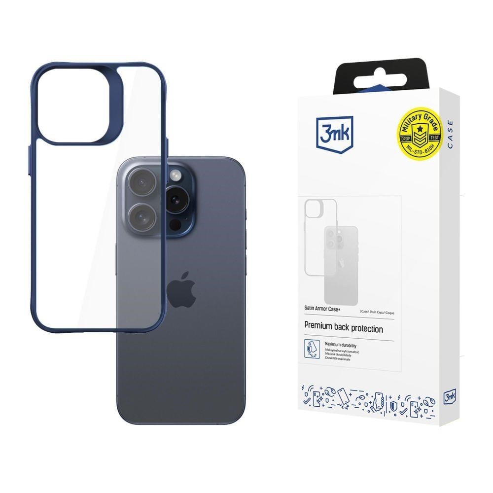 3mk ochranný kryt Satin Armor Case+ Blue pro Apple iPhone 15 Pro Max