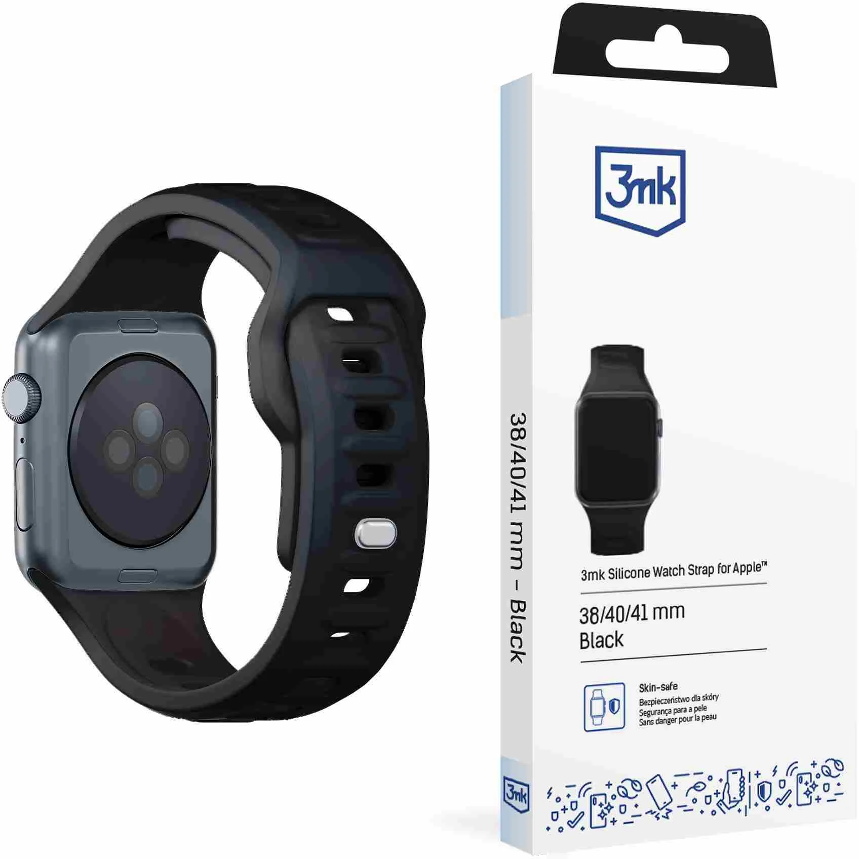 3mk Silikónový remienok pre Apple 38/40/41 mm Black