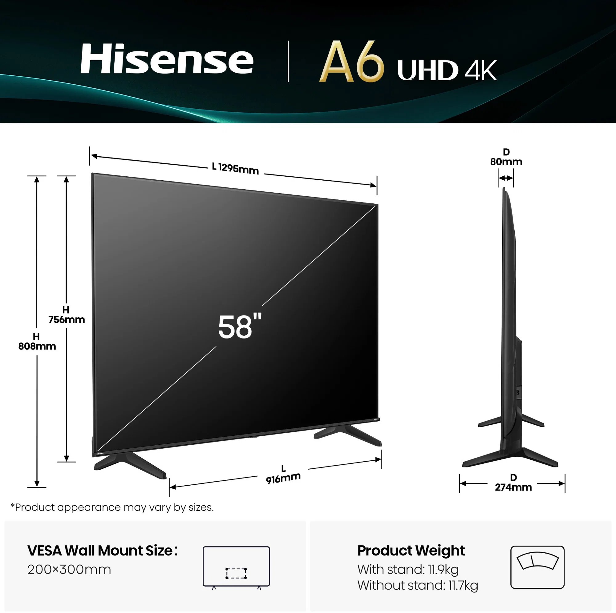 58" HISENSE 58A6Q (2025)