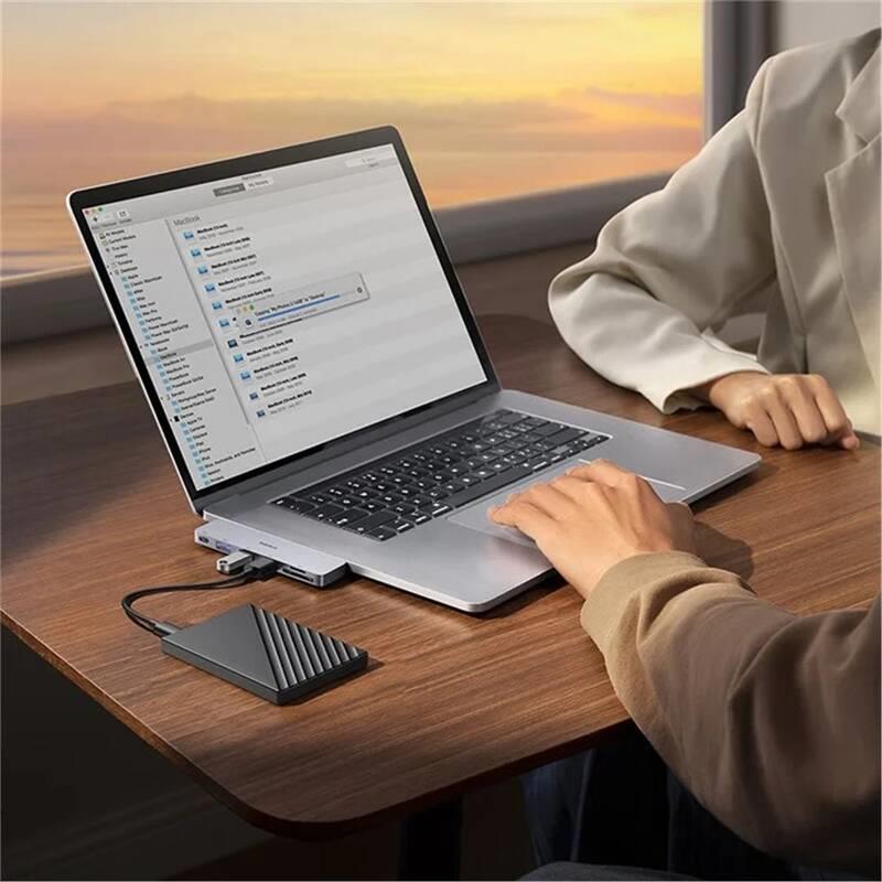 6v1 Baseus Ultra Joy 1xUSB-C, 3xUSB, SD/microSD slot šedá