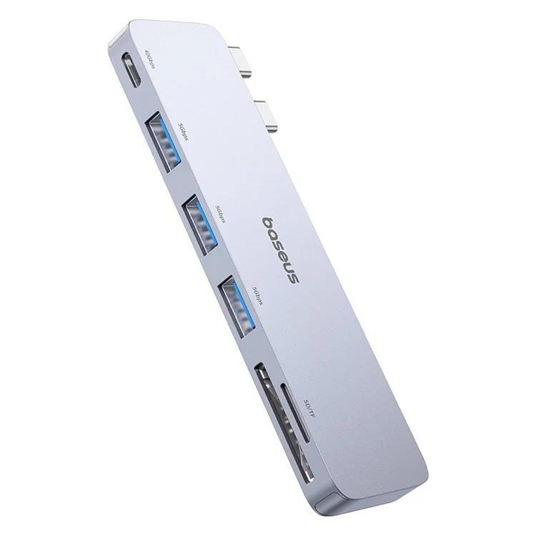 6v1 Baseus Ultra Joy 1xUSB-C, 3xUSB, SD/microSD slot šedá
