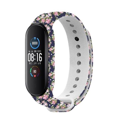 RhinoTech řemínek pro Xiaomi Mi Band 6, modrá - motiv růže