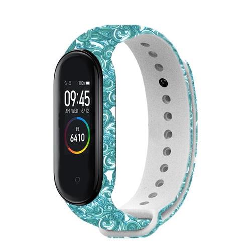 Rhinotech řemínek pro Xiaomi Mi Band 3 / 4 bílá - motiv vlny