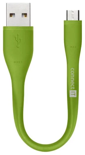 Connect IT Wirez CI-1168 microUSB - USB kabel pro powerbanky, zelený