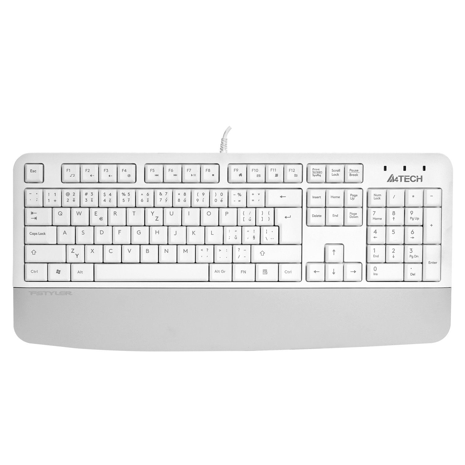 A4tech FK20 FStyler, multimediálna kancelárska klávesnica, CZ/US, USB, biela