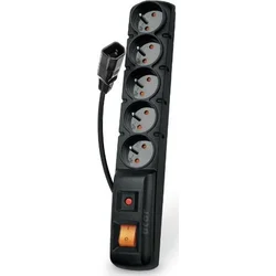 Acar F5 IEC 5 m kábel, 5 zásuviek, prepäťová ochrana, C14 pre UPS, čierna