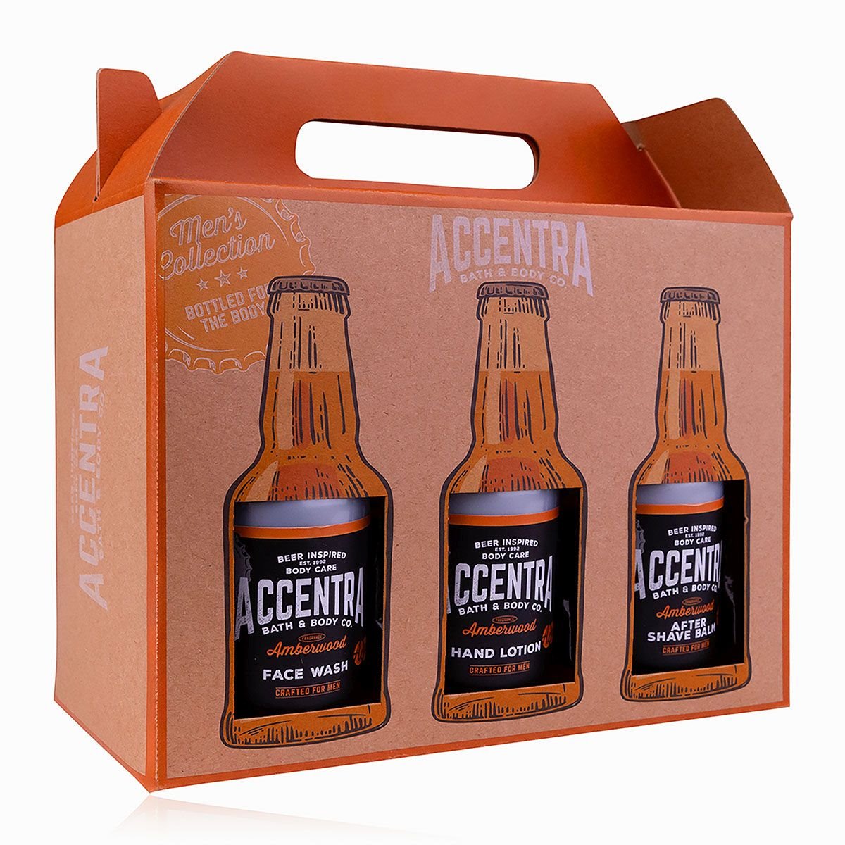 ACCENTRA Set koupelový MEN'S COLLECTION v dárkové krabičce s otvírákem s dřevěnou rukojetí 6 x 100ml