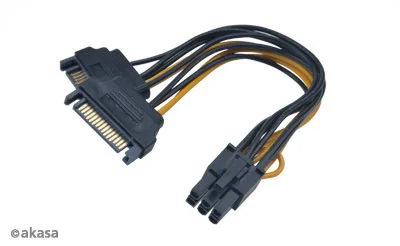 Adaptačný kábel AKASA 2xSATA na 6pin PCIE, 15 cm