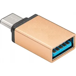 Adaptér PremiumCord USB-C/male - USB3.0 A/female, zlatý, OTG