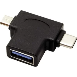 Adaptér PremiumCord USB3.0 samica na dva konektory USB-C/samec + micro USB B/samec