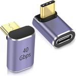 Adaptér PremiumCord zakrivený pod uhlom 90° USB-C samica - USB-C samec 40 Gb/s hliník