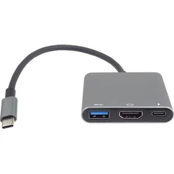 Adaptér USB-C na HDMI + USB3.0 + PD, rozlíšenie 4K a FULL HD 1080p