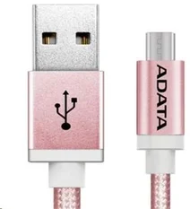 Adata microUSB 1m, pletený, růžový