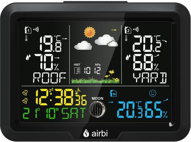 Airbi DUO Color - meteostanice se 2 bezdrátovými čidly a barevným displejem
