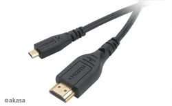 AKASA kábel micro HDMI - HDMI 1.5m pozlátený, 1080p AK-CBHD08-15BK