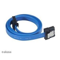 AKASA kabel SATA 3.0, super tenký, se skrytým zámkem, 50cm, modrý