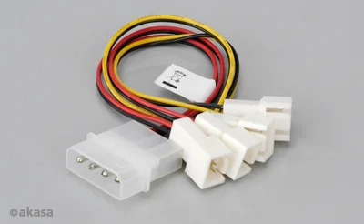 AKASA redukcia kábla 4-pin PSU molex na 4x 3-pin ventilátor, redukcia otáčok