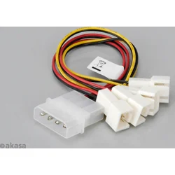 AKASA redukcia kábla 4-pin PSU molex na 4x 3-pin ventilátor, redukcia otáčok