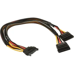AKASA rozdvojka napájeci SATA/ 15pin(M) na 2x 15pin(F) SATA 30cm