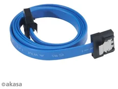 AKASA SATA 3.0 kábel, super tenký, so skrytým zámkom, 50 cm, modrý