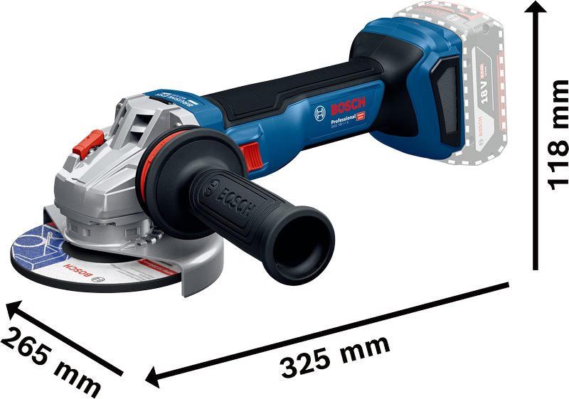 Akumulátorová uhlová brúska BOSCH GWS 18V-11 S vrátane akumulátora + L-BOXX (0.601.9N4.002)