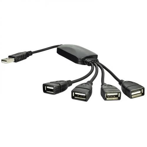 Akyga Hub USB 2.0 4-portový, ABS, čierny, 15 cm