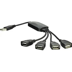 Akyga Hub USB 2.0 4-portový, ABS, čierny, 15 cm