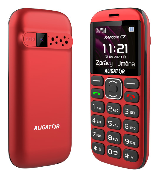 ALIGATOR A720 4G Senior červeno-černý + stolní nabíječka