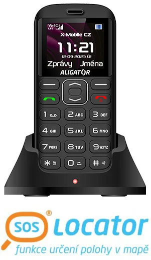 ALIGATOR A720 4G Senior čierny + stolová nabíjačka