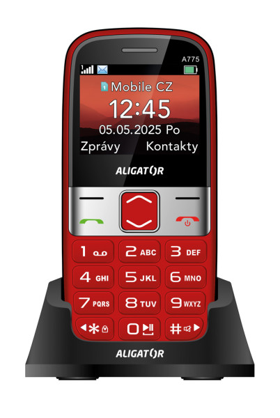 ALIGATOR A775 Senior červený + stolová nabíjačka