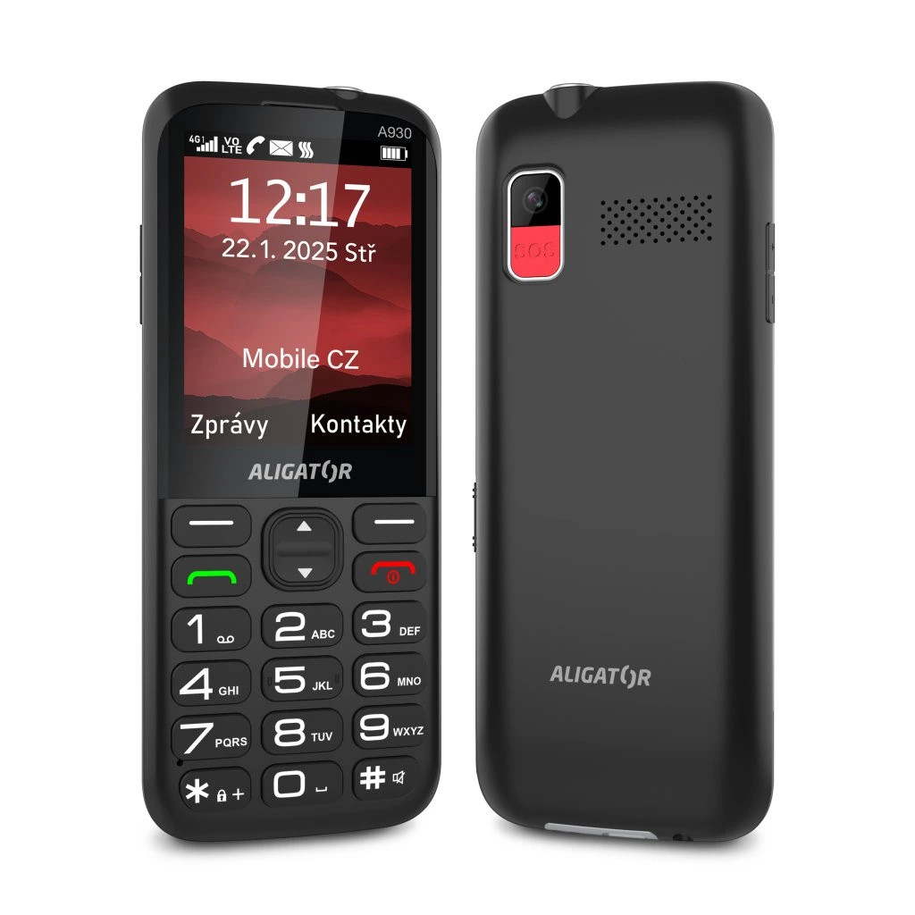 ALIGATOR A930 GPS 4G Senior černý + nabíjecí stojánek