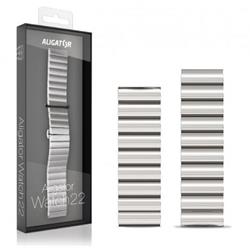 Aligátor kovový remienok 22mm, strieborný 22AW0008