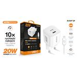 ALIGATOR Mini rýchlonabíjačka, PD 20W, USB-C/bleskový kábel, biela