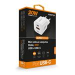 ALIGATOR Mini rýchlonabíjačka, PD 20W USB + USB-C, biela