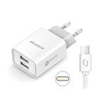 ALIGATOR sieťová nabíjačka iPhone/iPad 2xUSB výst.2,4A, smart IC, biela