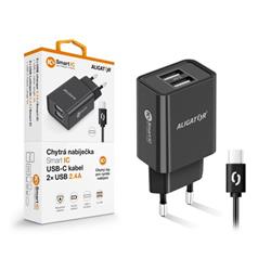 ALIGATOR síťová nabíječka USB-C 2xUSB výstup, 2,4A, smart IC, černá