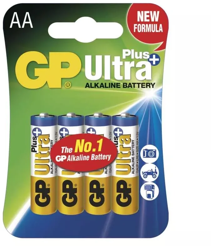 Alkalická batéria GP Ultra Plus LR6 (AA), 4 ks v blistri 1017214000