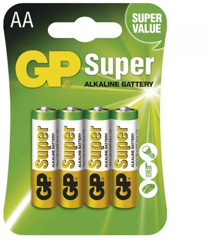 Alkalická baterie GP Super AA (LR6), 4 ks