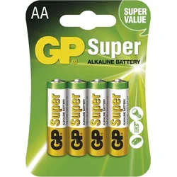 Alkalické batérie GP Super AA (LR6), 4 ks