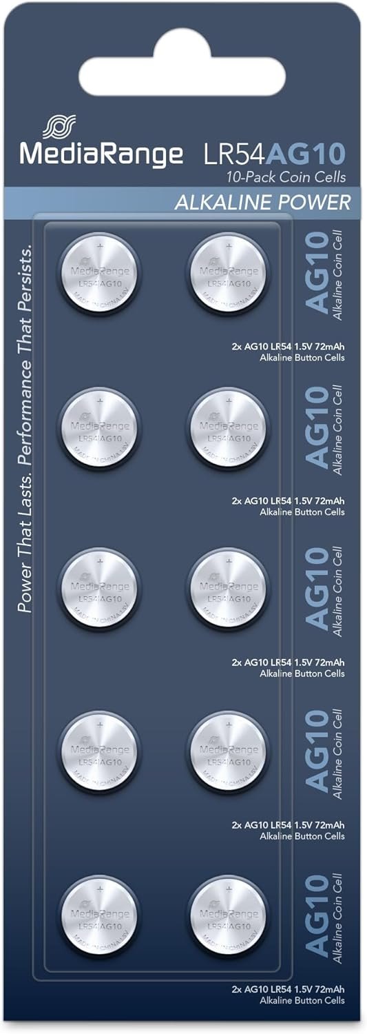 Alkalické batérie MediaRange Premium AG10, LR54, 1,5 V, 10 ks