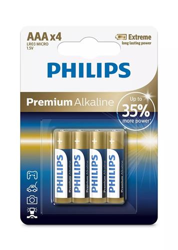 Alkalické batérie PHILIPS LR03M4B AAA Premium (4ks)