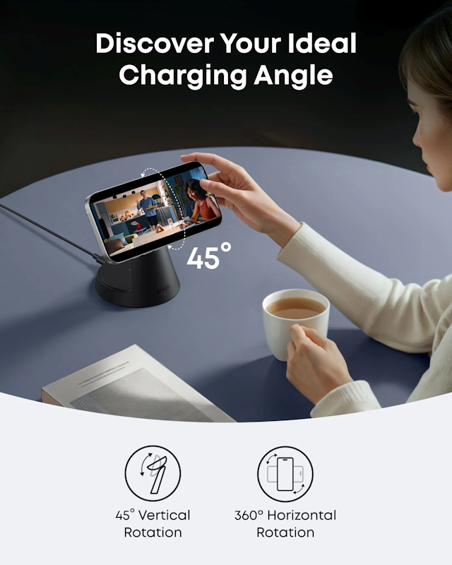 Anker MagGo B25M4 15W bezdrôtová nabíjačka čierna