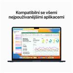 Apple MacBook Air 15",M2 8-jadrový CPU/10-jadrový GPU,8 GB,256 GB,Polnoc,CZ (MQKW3CZ/A)